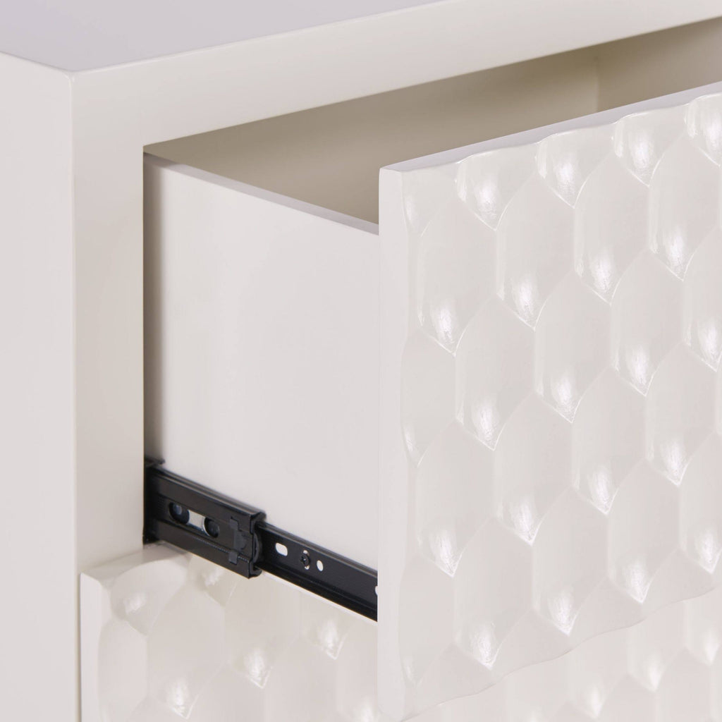 White 1-Drawer Geometric Small Cabinet X701141