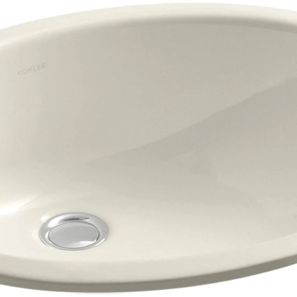 Almond Oval Undermount Bathroom Sink with Overflow O198755