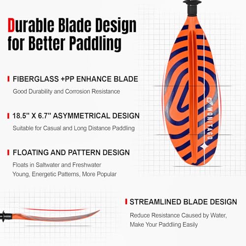 Fiberglass Shaft Adjustable Floating Kayak Paddles 3 Piece M88852