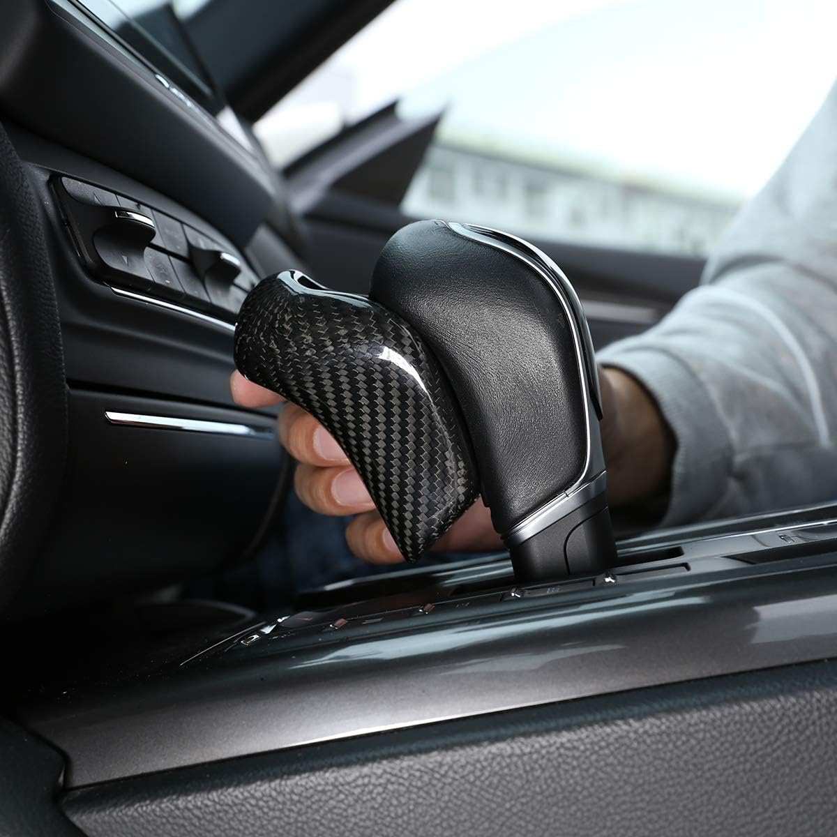 Real Carbon Fiber Gear Shift Knob Head Cover (Black) U4192
