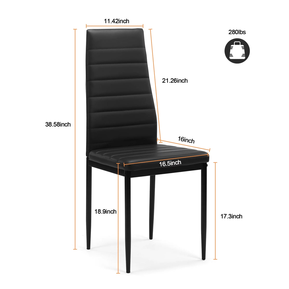 5 Pieces Tempered Glass Dining Table Set with 4 Faux Leather Chairs Black Y641534
