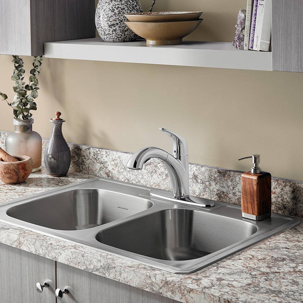 33x22 Double Bowl Stainless Steel 3-Hole Kitchen Sink D384