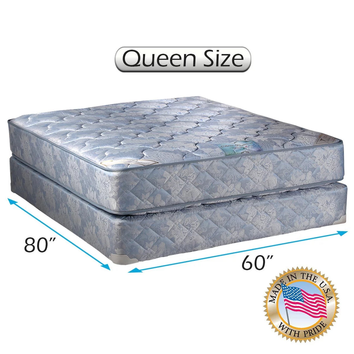 Blue Queen Mattress Set with Bed Frame M455