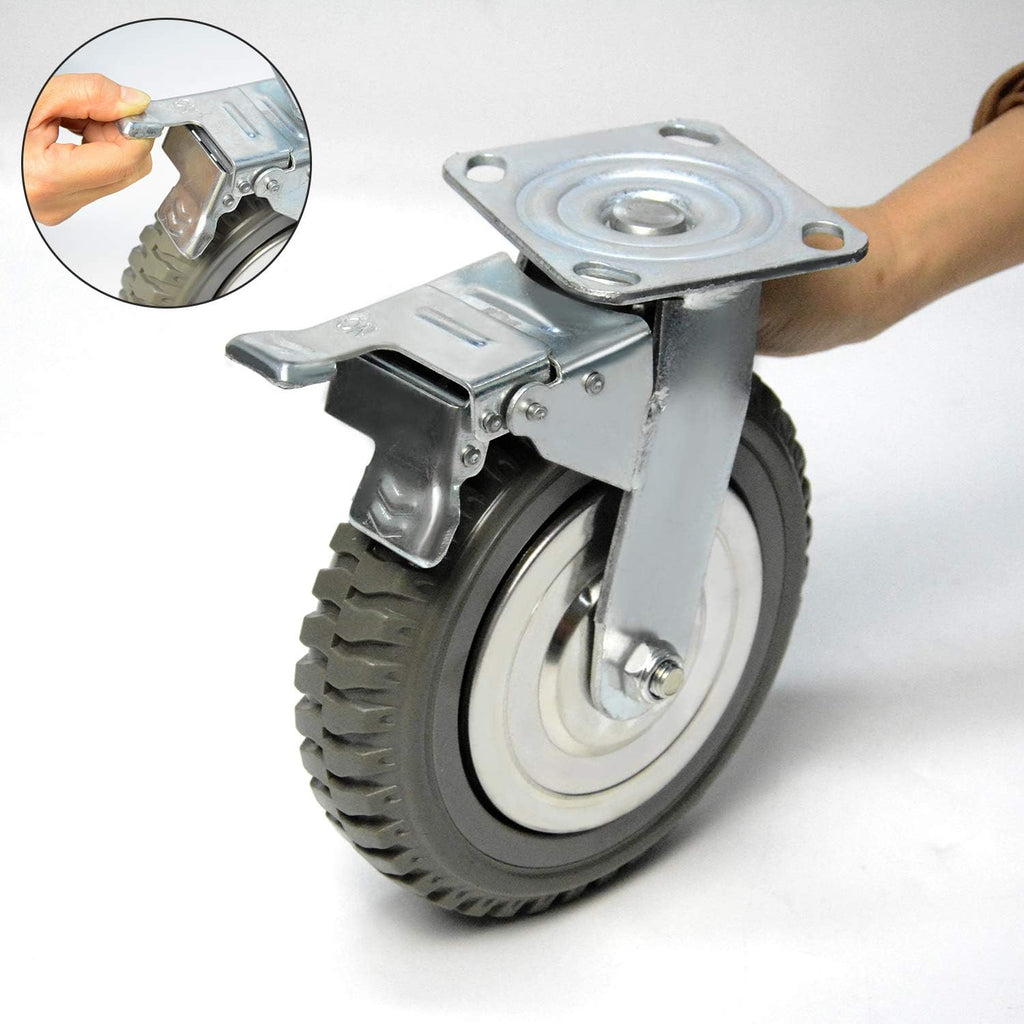 4 Pack 6 inch Swivel Rubber Wheel Casters Set with Brake T71633