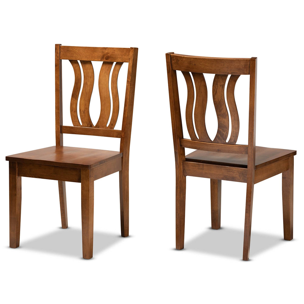 Walnut Brown Finished Wood 2-Piece Dining Chair Set M563108