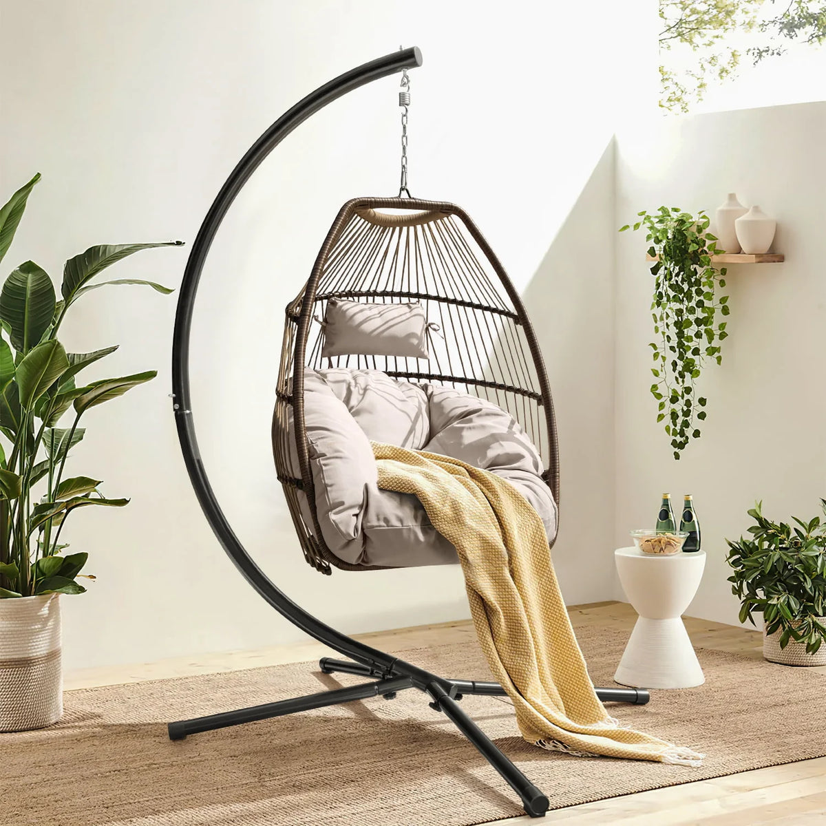 Wicker Hammock Chair with Stand Y662743