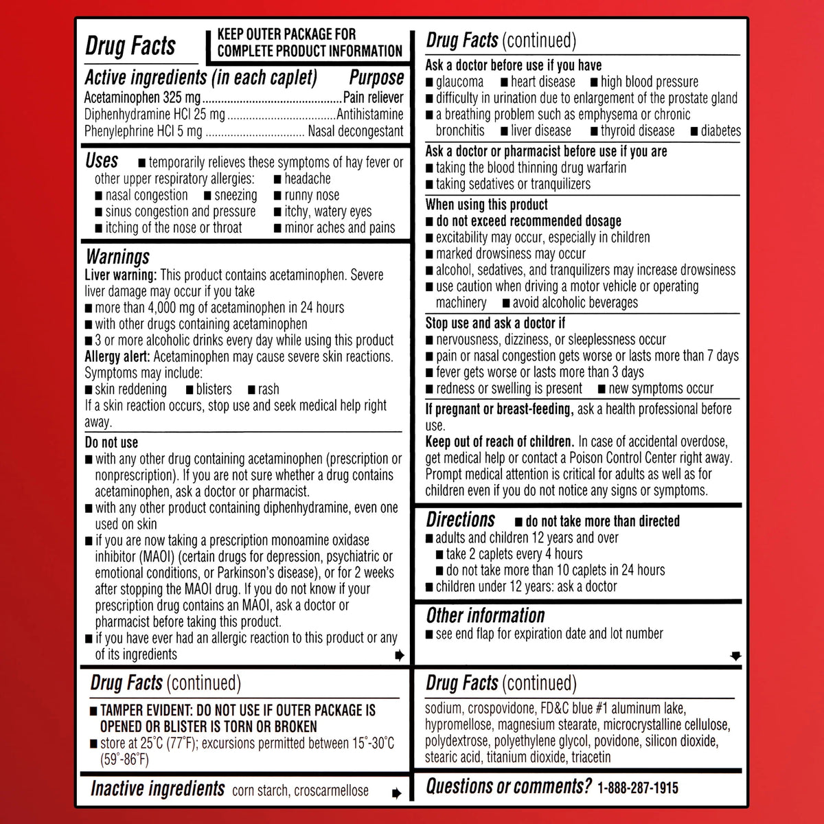 Maximum Strength Severe Allergy Plus Sinus Headache Caplets, 20 Count L2321