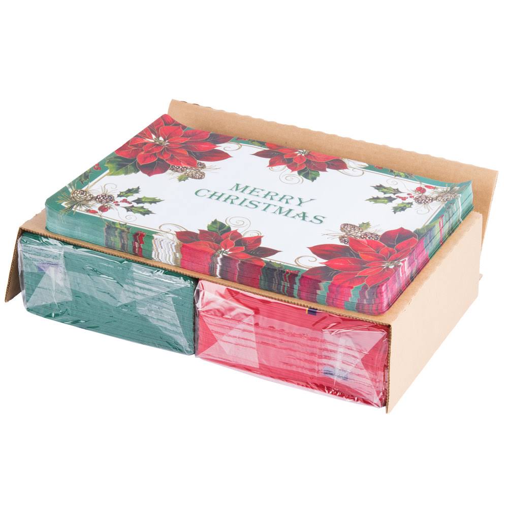 10x22 x 14x22 Merry Christmas Placemat Combo Pack - 250/Case T597804