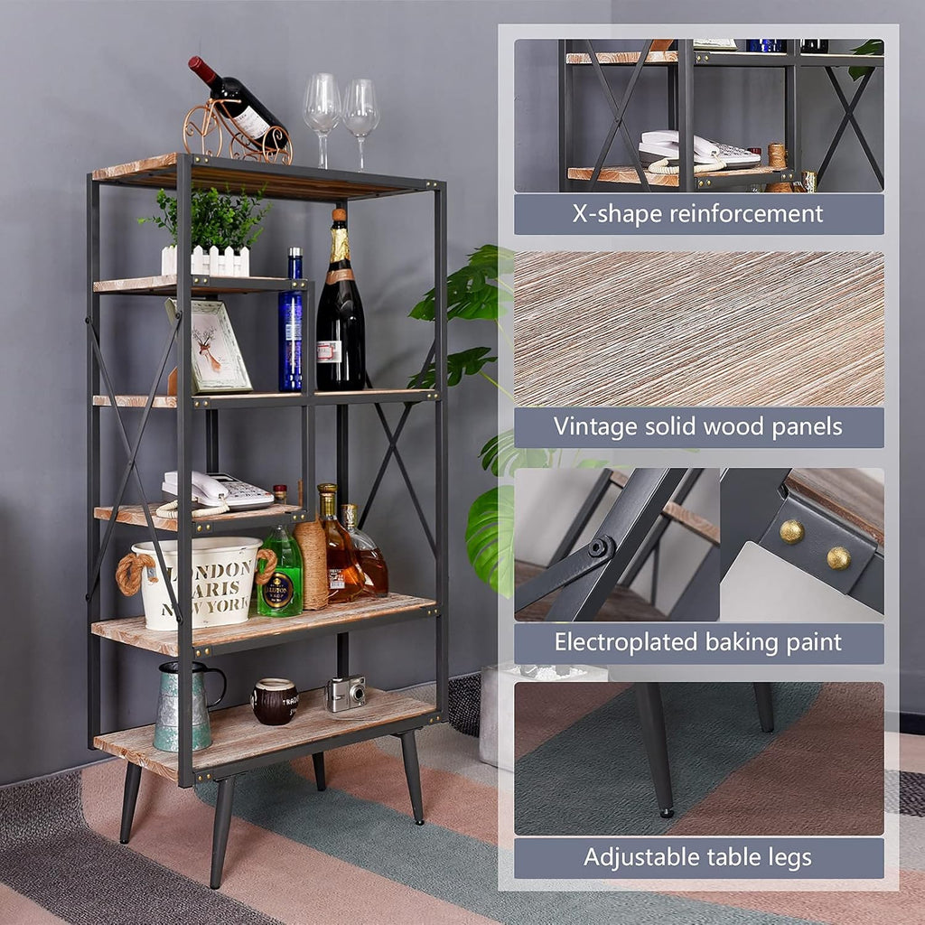6 Tier Solid Wood Bookcase J5593