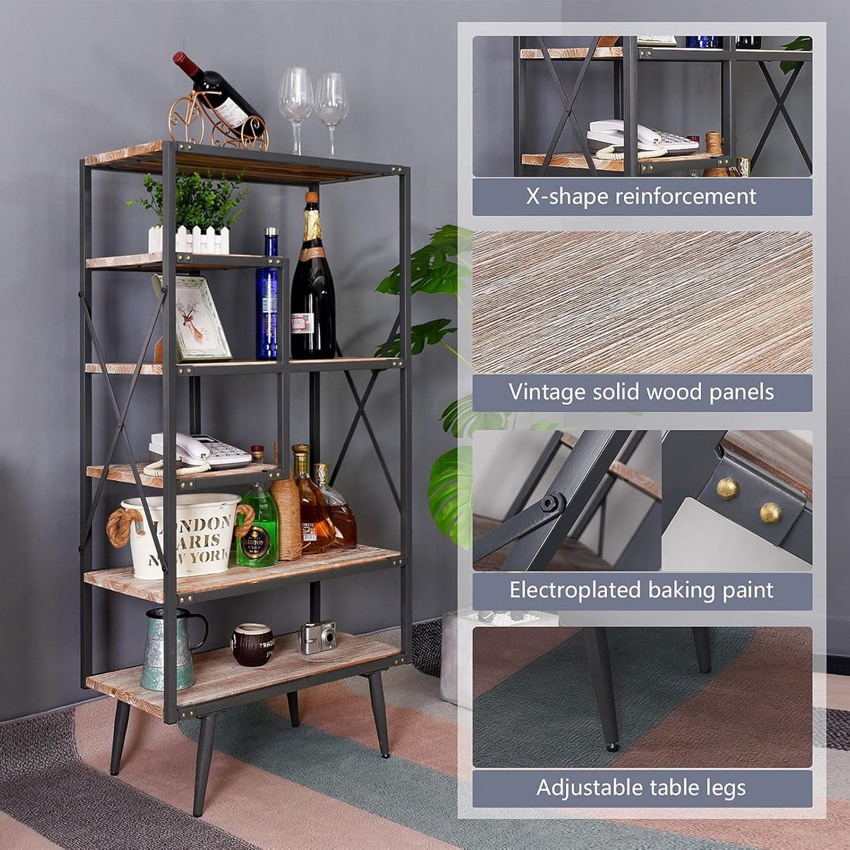 6 Tier Solid Wood Bookcase J5593