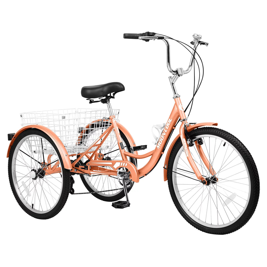 24" 7-Speed 3 Wheel Adult Tricycle with Baskets, Orange G953644
