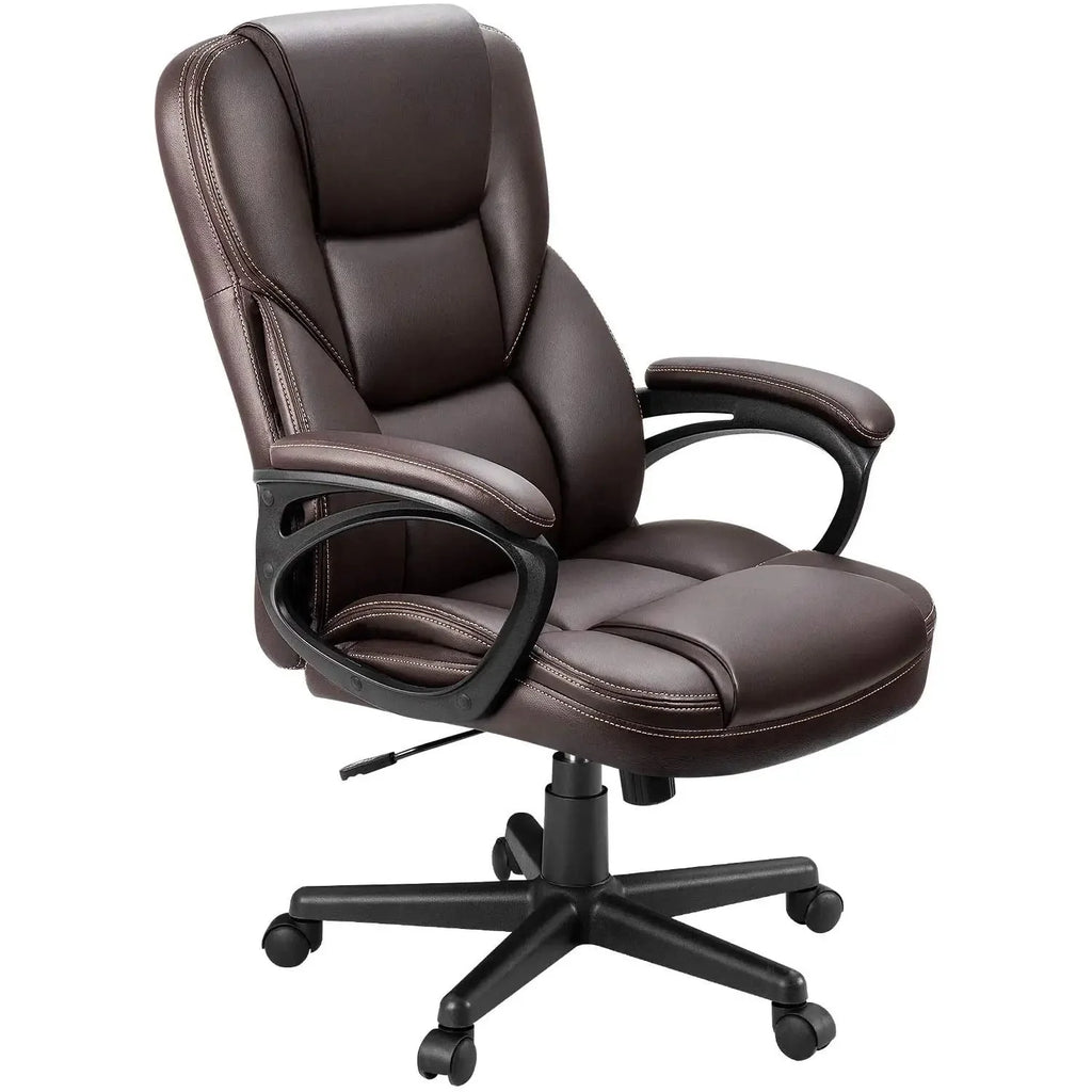 Brown Faux Leather High-Back Office Chair with Lumbar Support S99460