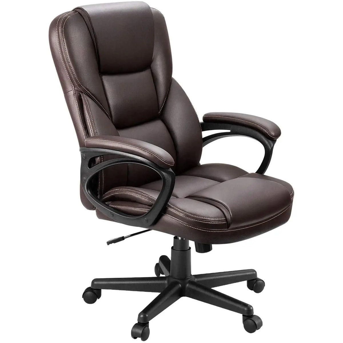 Brown Faux Leather High-Back Office Chair with Lumbar Support S99460