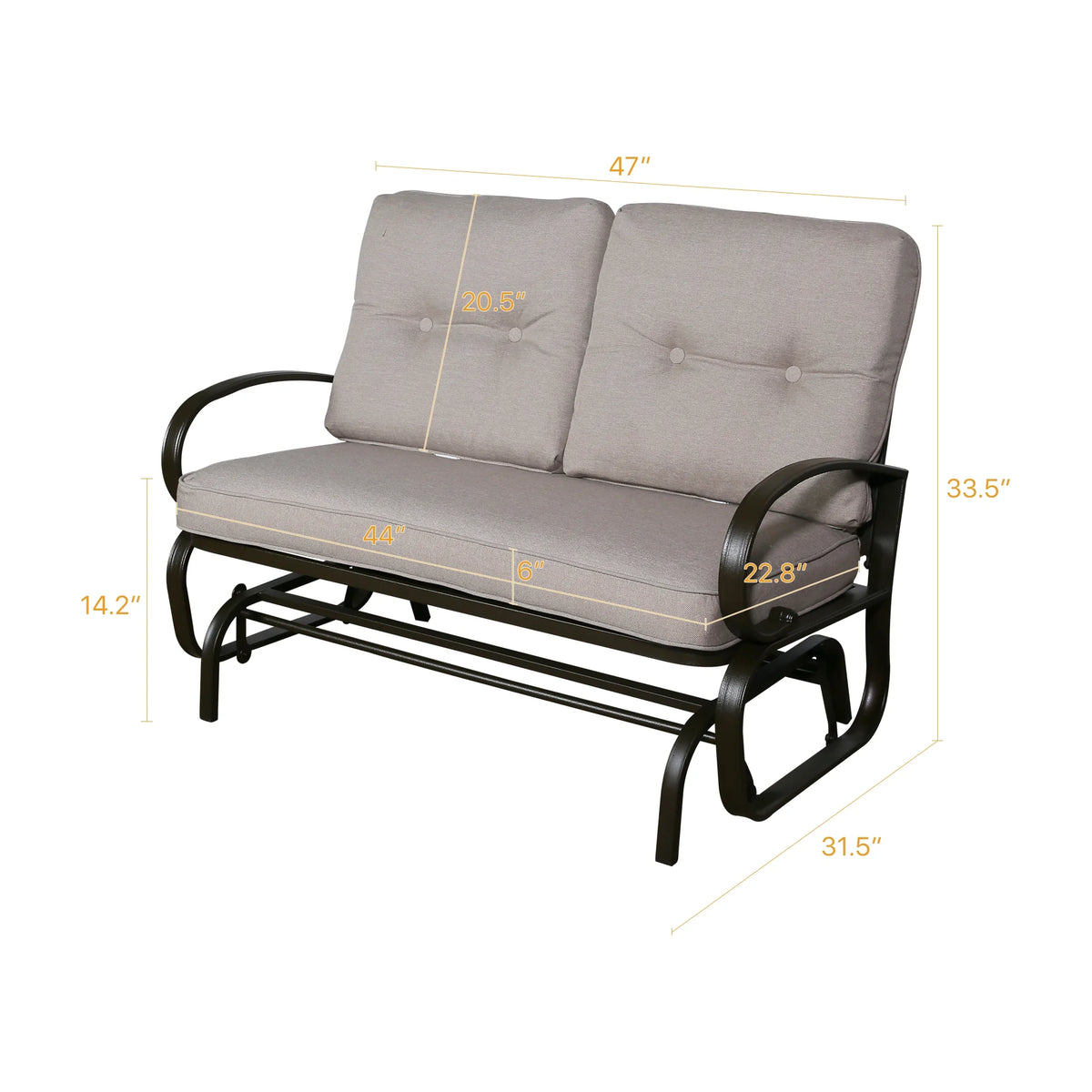 Beige 2-Person Outdoor Steel Glider Chair N349