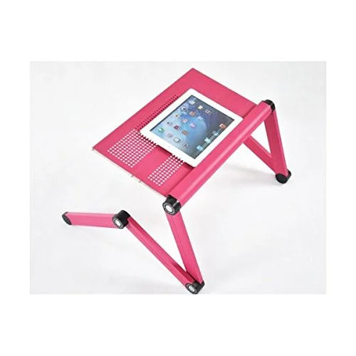 Adjustable Vented Laptop Table Desk Bed Tray Book Stand Pink C131899
