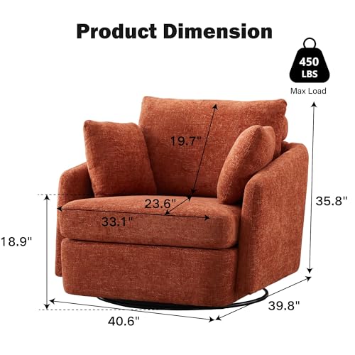 Oversized Swivel Accent Chair with Ottoman, Corduroy, Gray K654