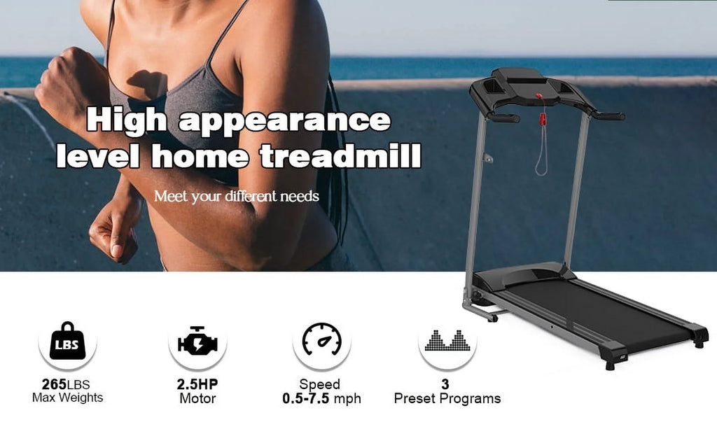 Foldable Electric Treadmill 2.5HP 265LBS Weight Capacity P6684