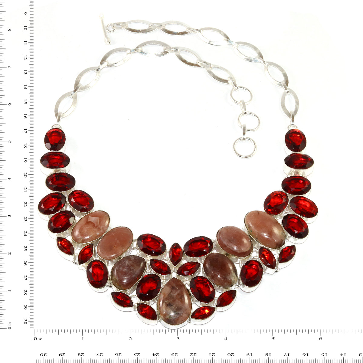 Rhodochrosorite Garnet Gemstone 925 Silver Necklace 16-18'' L408354