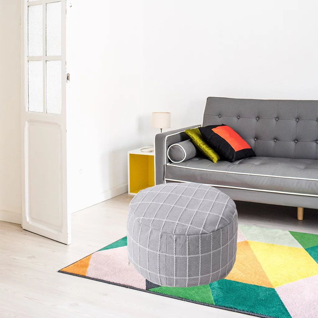 Gray Ottoman Pouffe Cover Foot Stool Cubes X922728