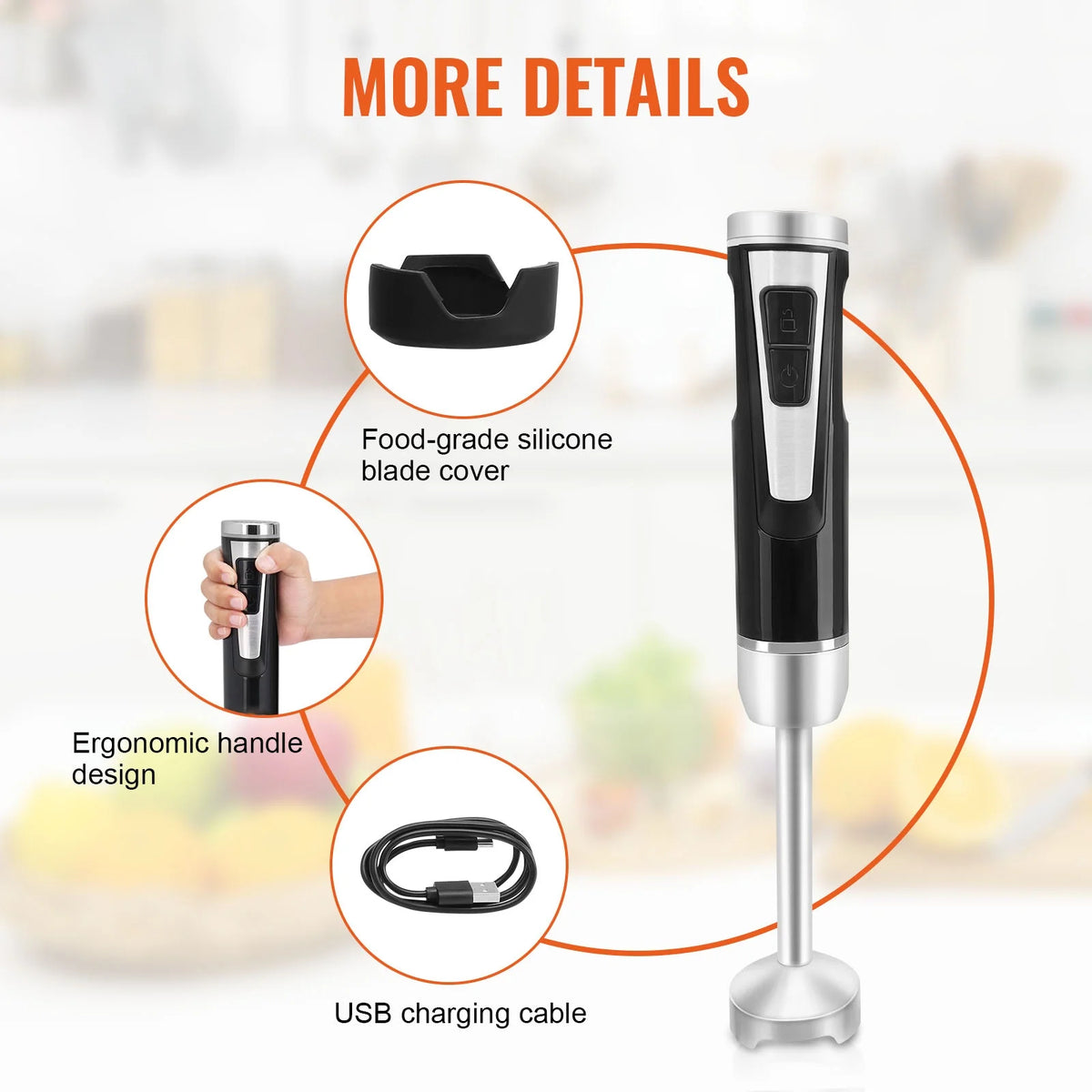 Commercial Immersion Blender 200W 8-Speed M621