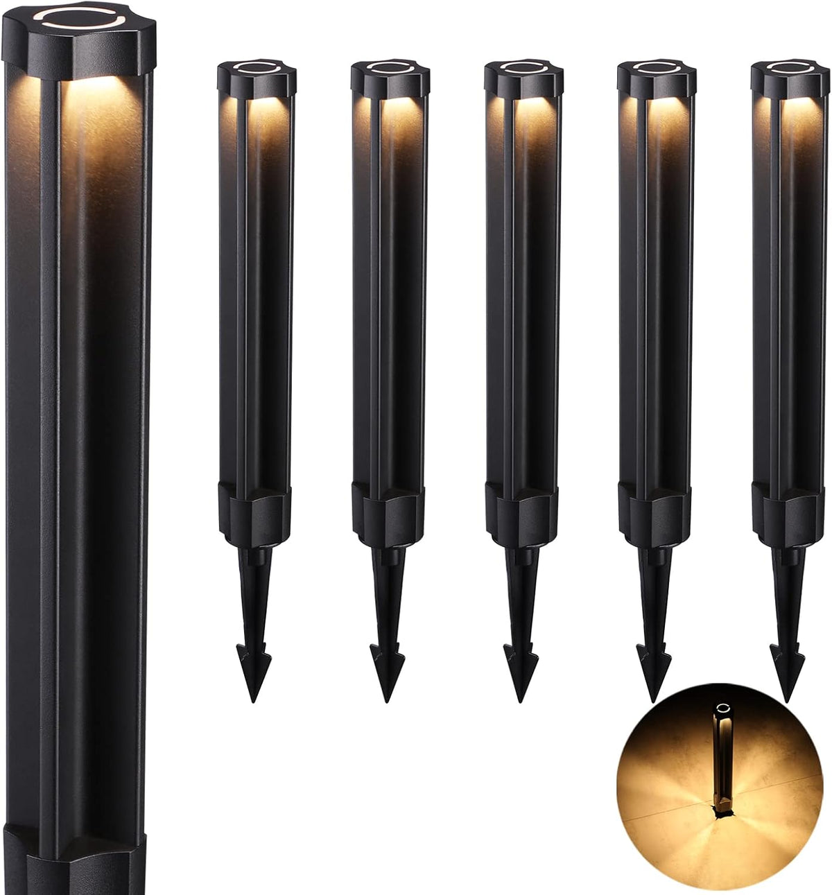 Black 4W LED Pathway Lights, Pack of 6 I288