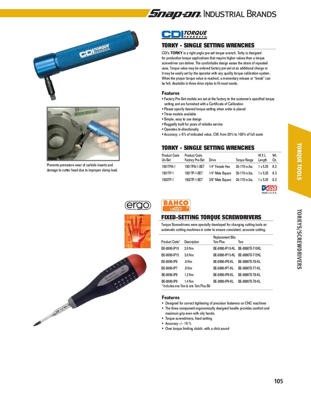 1/4x22 Hex Drive 20-170 in. lb. Torky L5951
