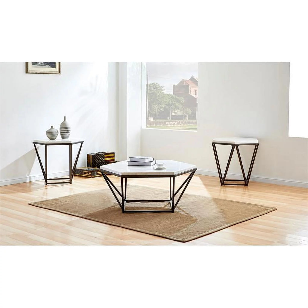 White Marble Top End Table Y99156