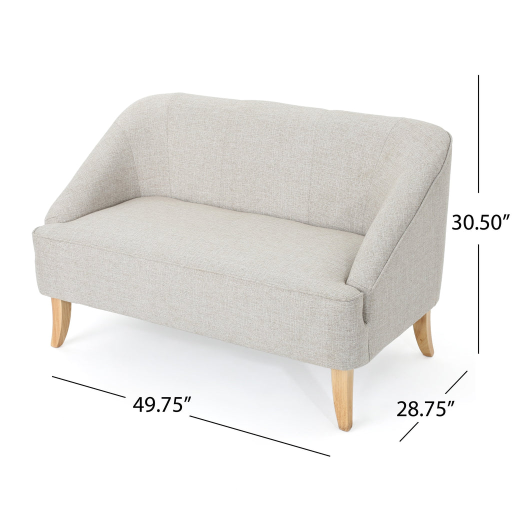 Beige Fabric Loveseat S6191
