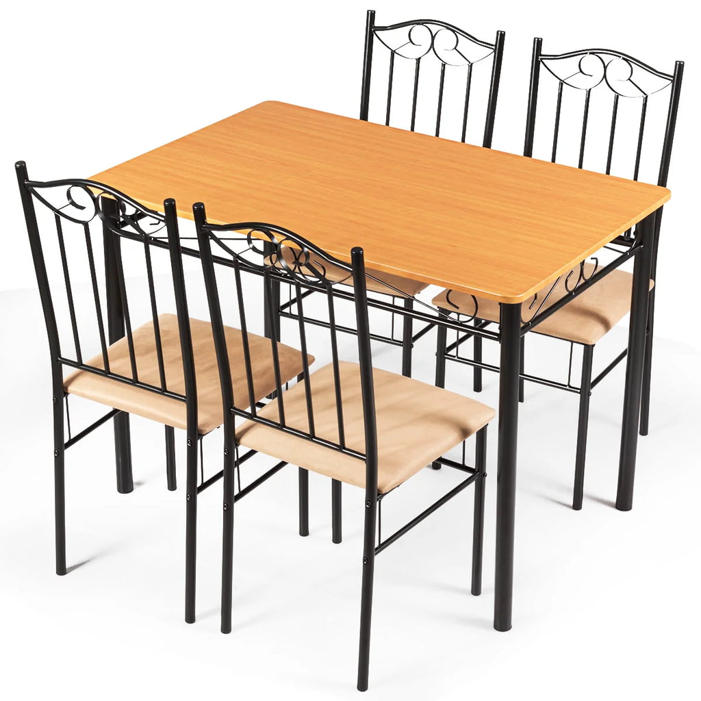 5 PC Wood Metal Dining Set with Table and 4 Chairs R172686