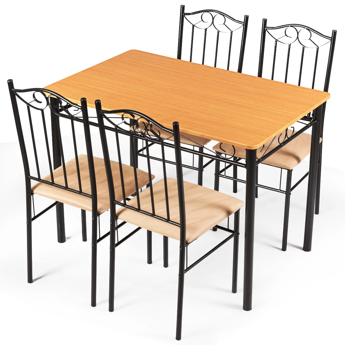 5 PC Wood Metal Dining Set with Table and 4 Chairs R172686