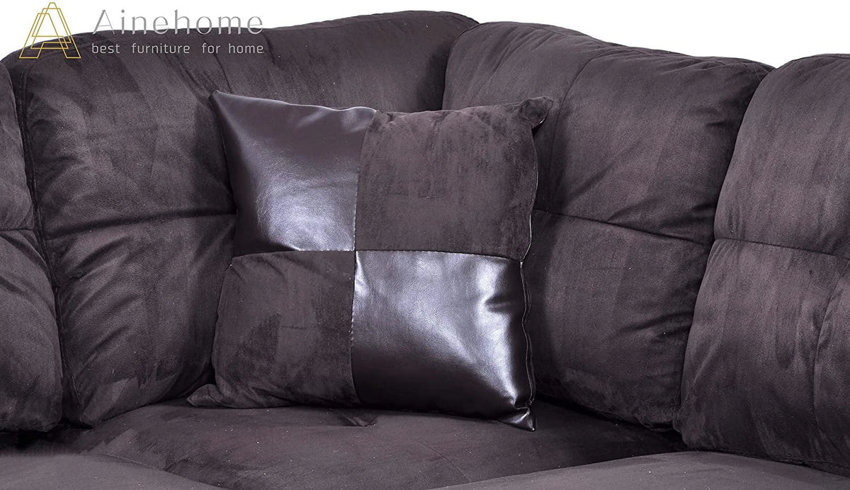 3 PCS L-Shaped Sectional Sofa Set with Storage Ottoman and Pillows W175