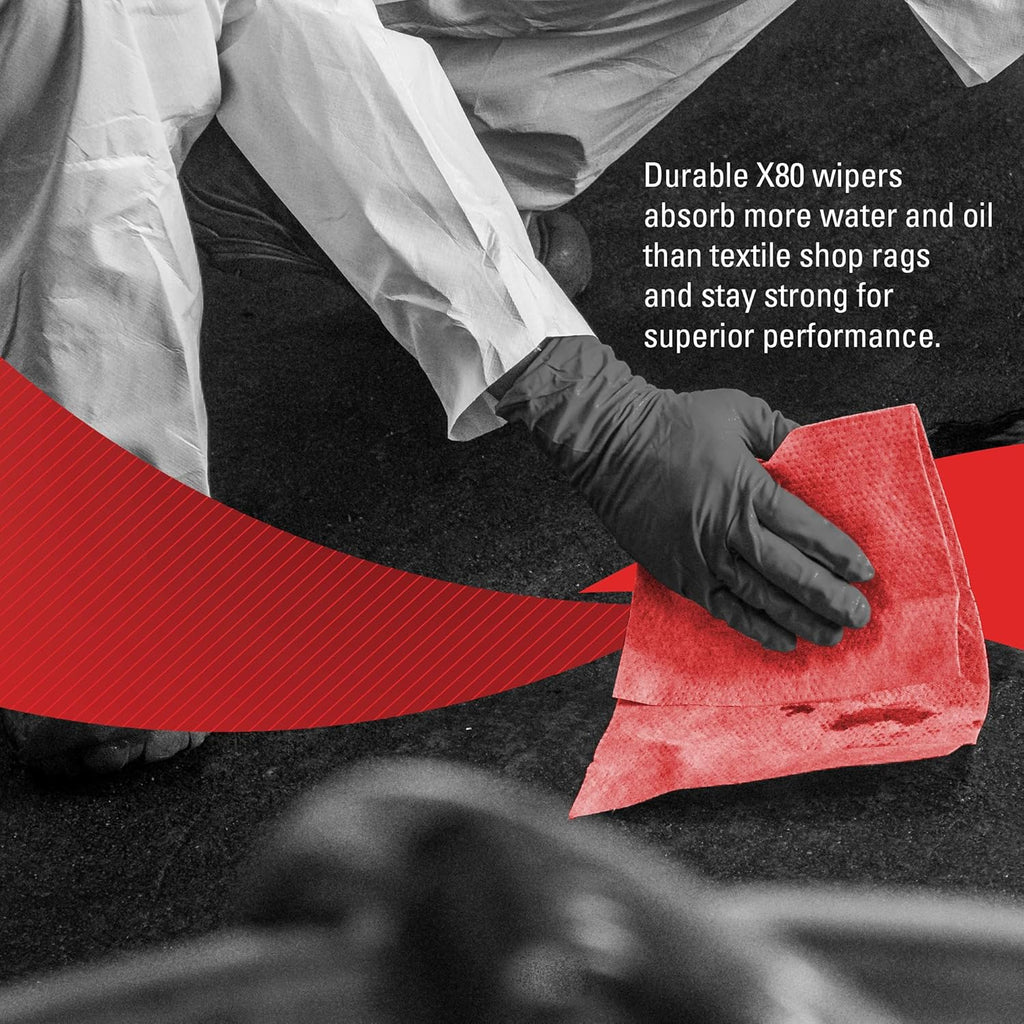 Red Jumbo Roll Reusable Wipes, 475 Sheets T8182