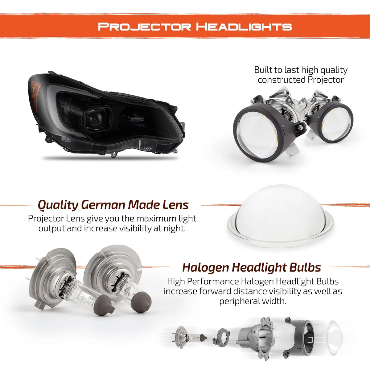 Projector Smoke Headlights with Tube Parking U3357