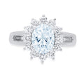 Oval Cut Natural Swiss Blue Topaz 18k White Gold Halo Ring C459355