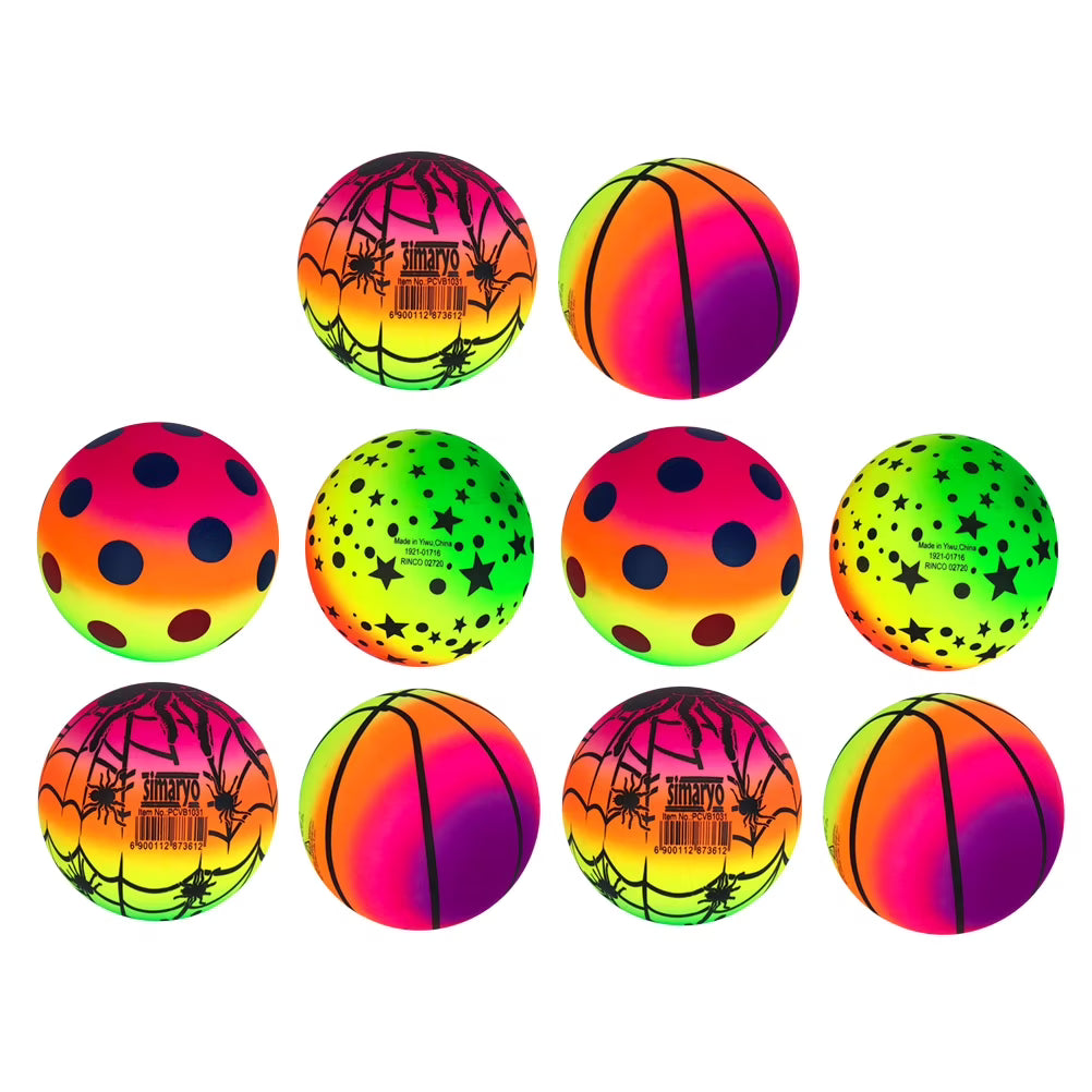 10 Pcs 16 CM Rainbow Balls Elastic PVC Beach Sports Play Ball T545