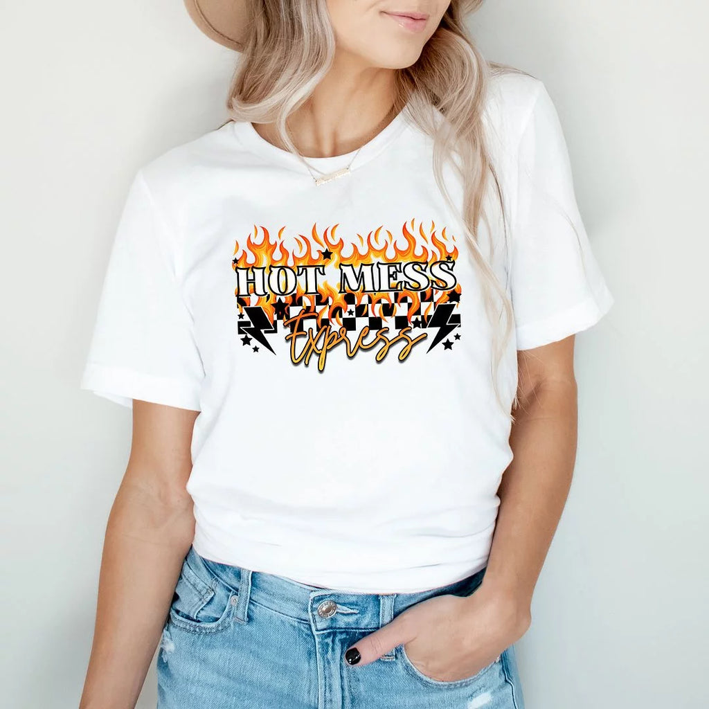 Checkered Short Sleeve Graphic Tee W298756