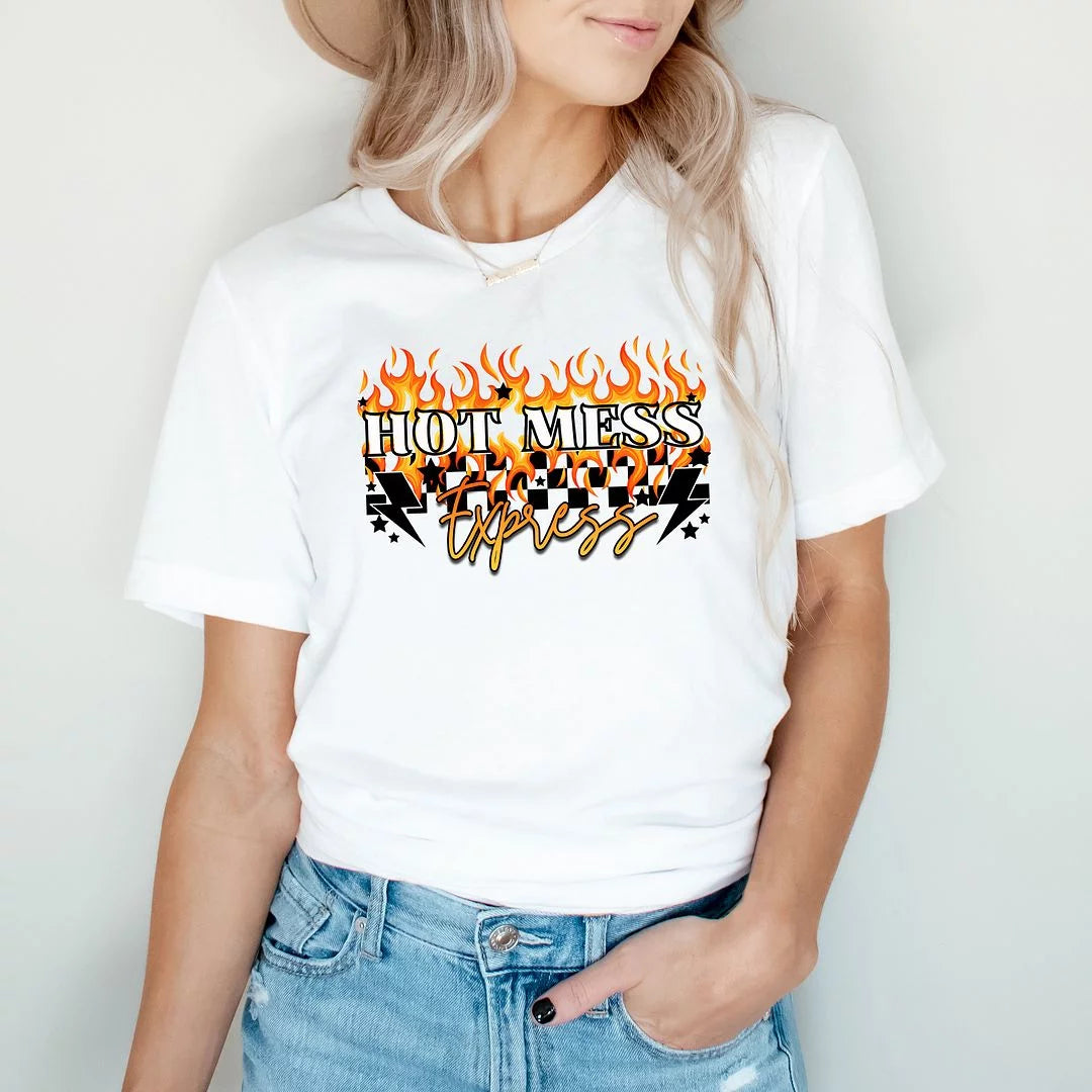 Checkered Short Sleeve Graphic Tee W298756