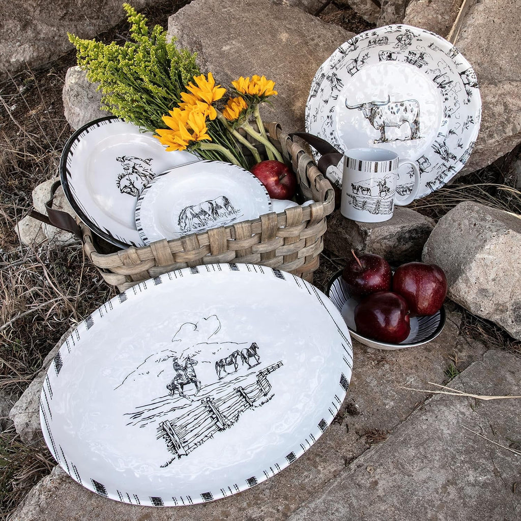 Black And White Melamine Serving Platter H1208