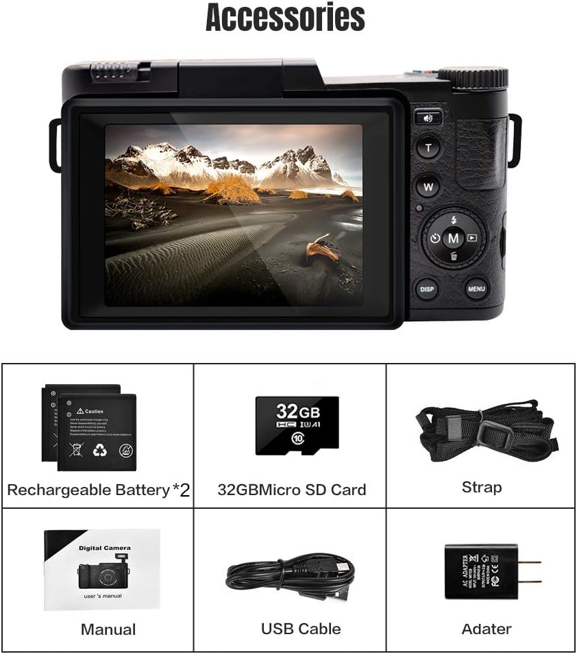 2.7K 30MP Full HD Digital Camera with Retractable Flash and 3 Inch Flip Screen Z8809