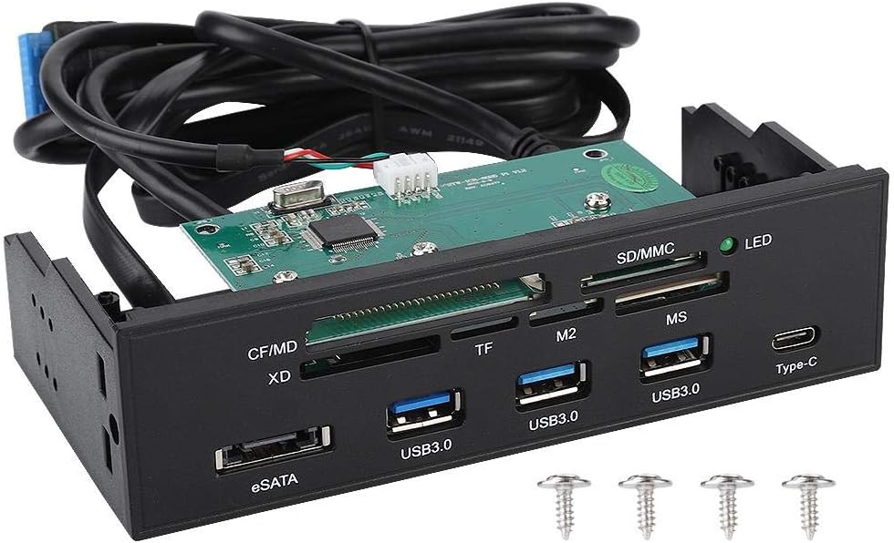 11 Port PC Front Panel with USB 3.0 Ports, eSATA Port, Card Reader, 5.25” Front Bay, Pack of 2 U293