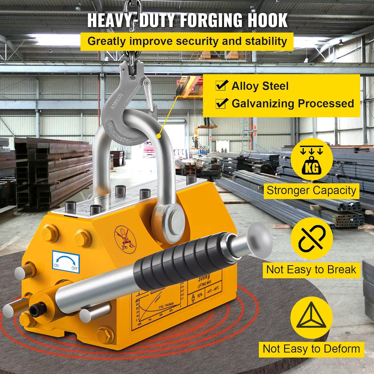 Steel Magnetic Lifter 880 LB 400 KG Neodymium Lifting Magnet C87260