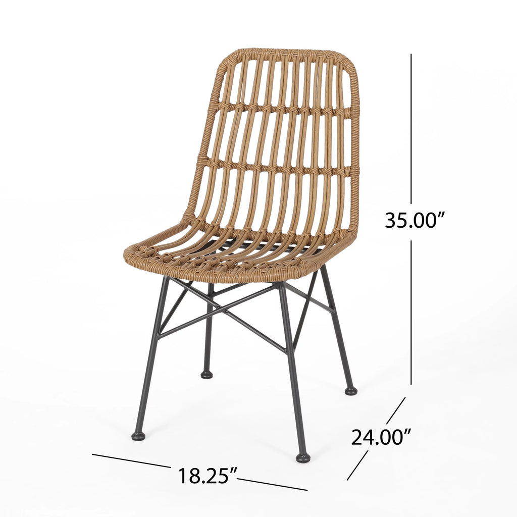 Light Brown Black Wicker Dining Chairs Set of 2 B206719