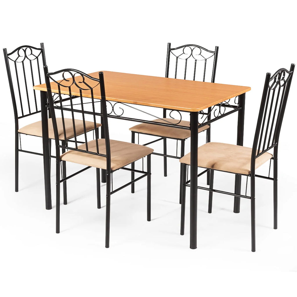 5 PC Wood Metal Dining Set with Table and 4 Chairs R172686