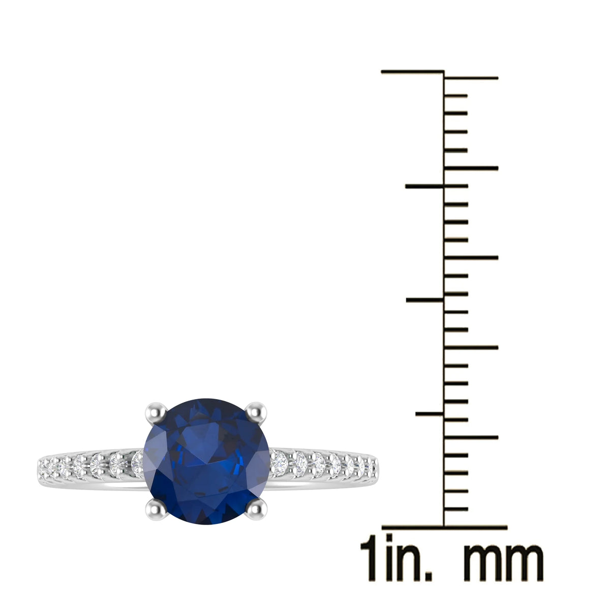 Blue Sapphire and White Topaz Engagement Ring U811