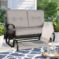 Beige 2-Person Outdoor Steel Glider Chair N349