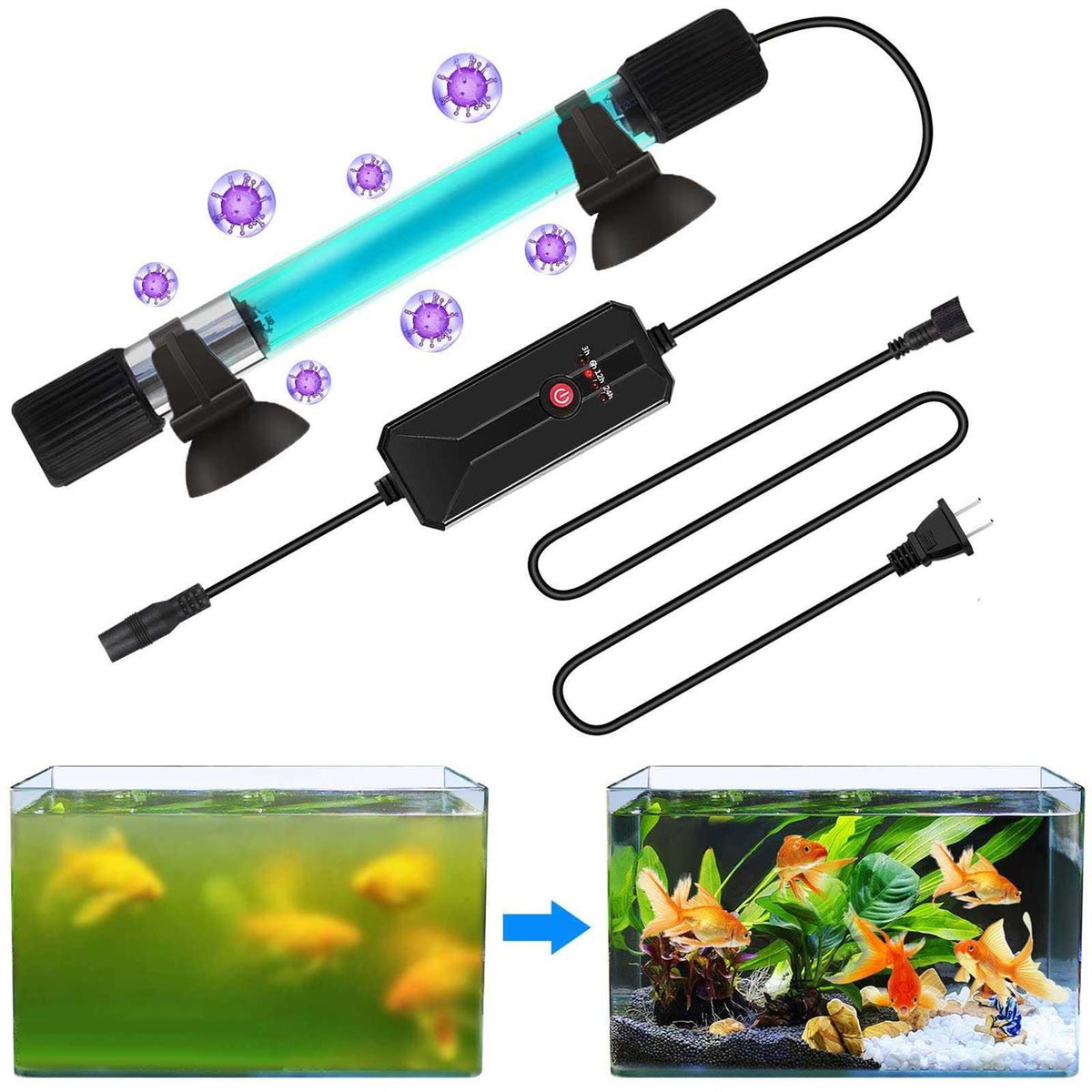 11 W UV Sterilizer Aquarium Submersible Lamp with Timer E6856