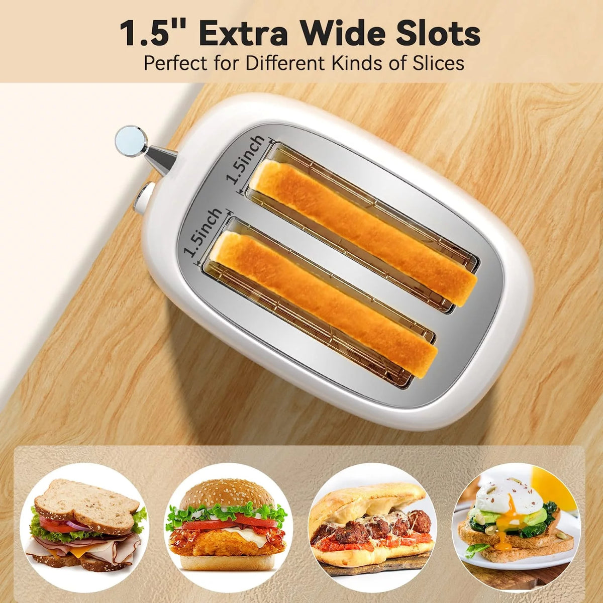 2 Slice Stainless Steel Retro Toaster with Wide Slot N520