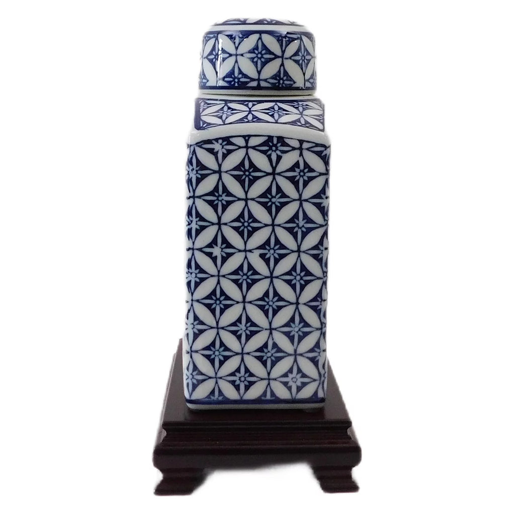 Blue and White Rectangular Tea Jar C995490