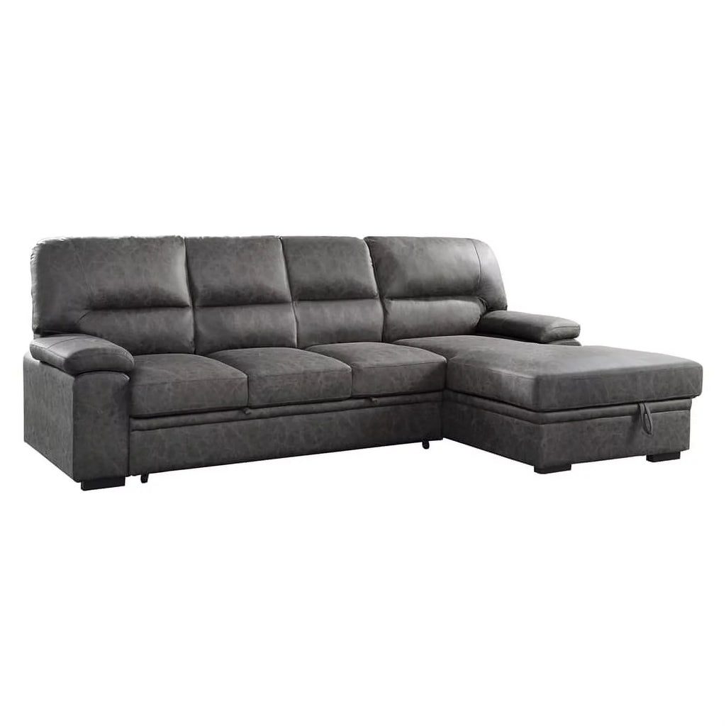 Dark Gray Microfiber Sectional with Right Chaise C18876