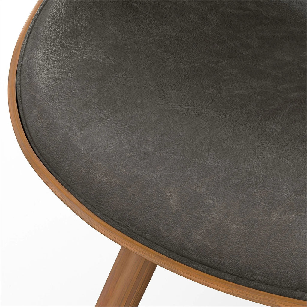 Brown Wood & Faux Leather Dining Chair E4983